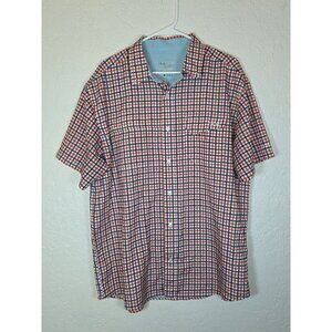 Huk Performance Fishing Shirt Mens XL Red Blue Plaid Short Sleeve Button Up